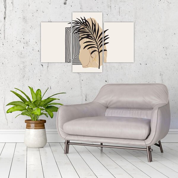 Tablou - Abstracție cu frunze tropicale N⁰3 (90x60 cm)