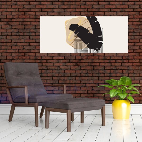 Tablou - Abstracție cu frunze tropicale N⁰4 (120x50 cm)