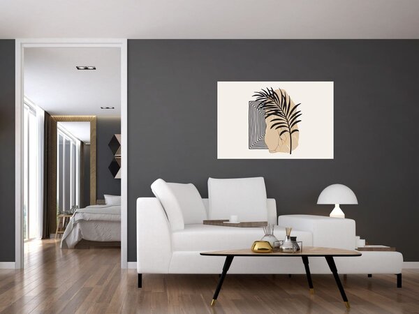 Tablou - Abstracție cu frunze tropicale N⁰3 (90x60 cm)