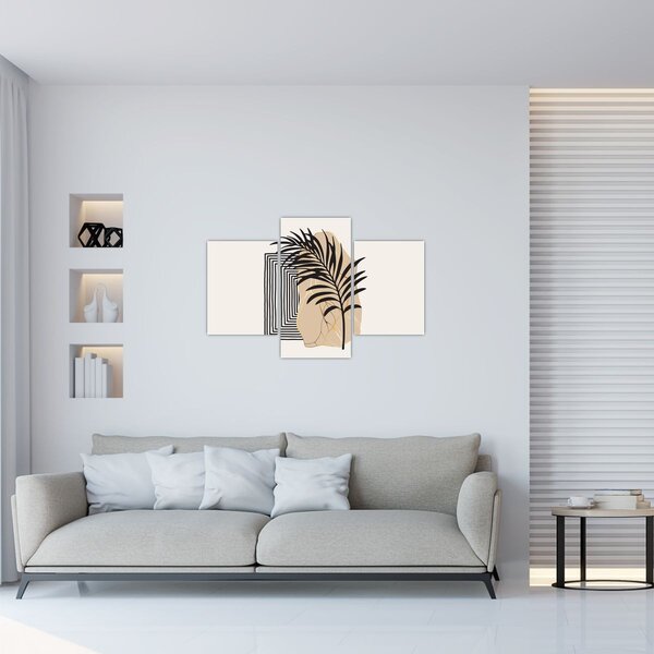 Tablou - Abstracție cu frunze tropicale N⁰3 (90x60 cm)