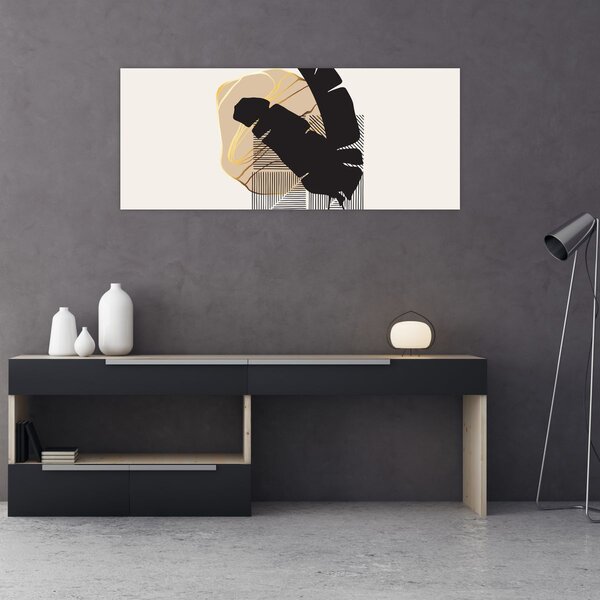 Tablou - Abstracție cu frunze tropicale N⁰4 (120x50 cm)