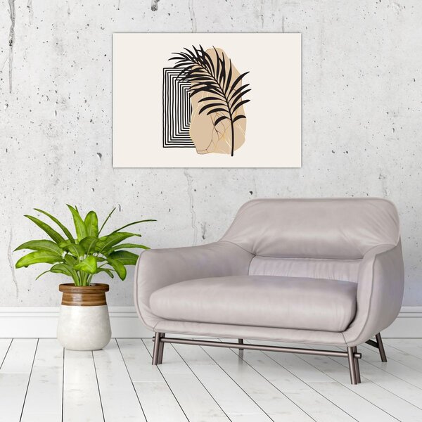 Tablou - Abstracție cu frunze tropicale N⁰3 (70x50 cm)