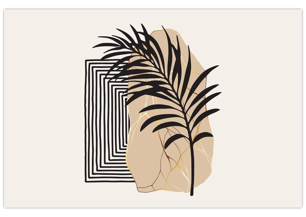Tablou - Abstracție cu frunze tropicale N⁰3 (90x60 cm)