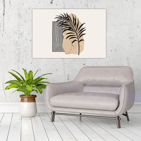 Tablou - Abstracție cu frunze tropicale N⁰3 (90x60 cm)