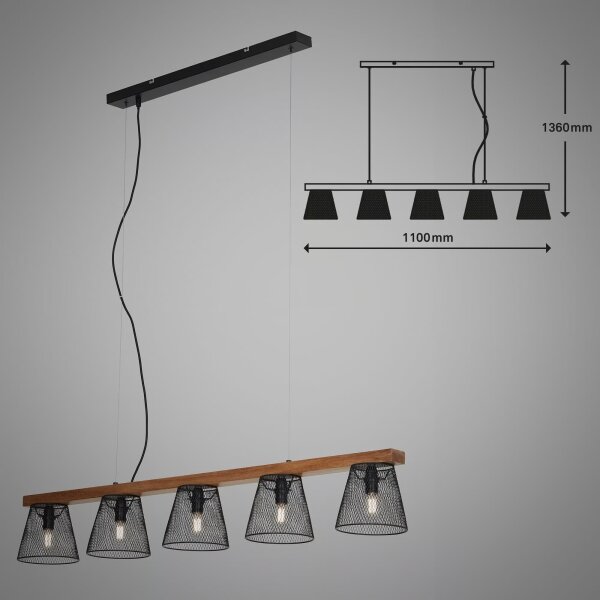 Briloner 4077-055 - Lustră pe cablu WOOD & STYLE 5xE14/25W/230V