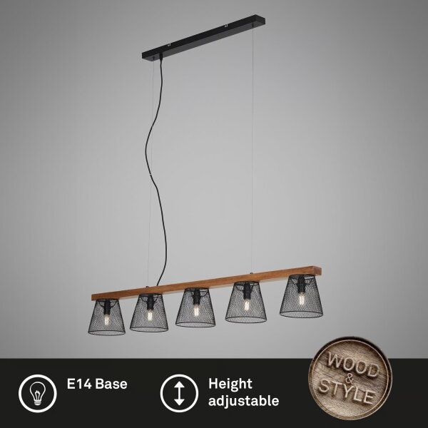 Briloner 4077-055 - Lustră pe cablu WOOD & STYLE 5xE14/25W/230V