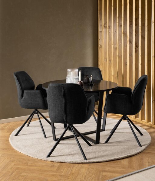 Masa dining Amble, Negru, 75x110x110 cm