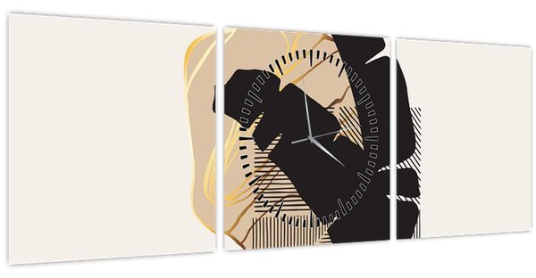 Tablou - Abstracție cu frunze tropicale N⁰4 (cu ceas) (90x30 cm)