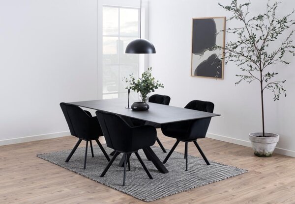 Masa dining Heaven, Negru, 75.5x200x100 cm