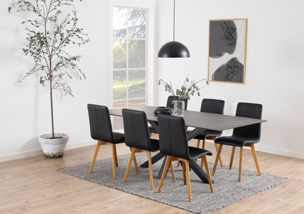 Masa dining Heaven, Negru, 75.5x200x100 cm