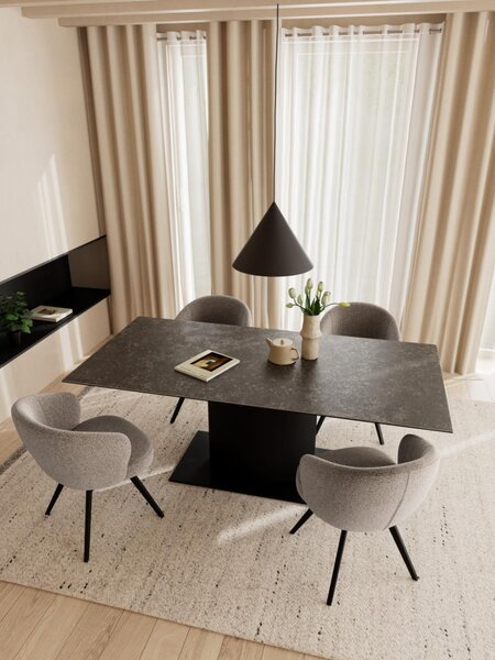 Masa dining Marbella, Negru, 75.5x200x100 cm