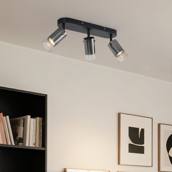 Spot modern de tavan Gunmetal cu 3 lumini rotativ și reglabil - Drain