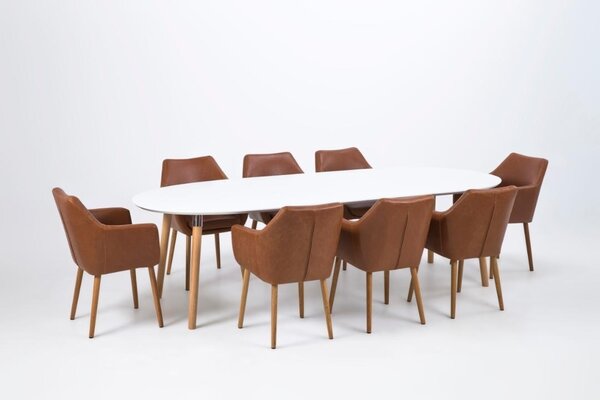 Masa dining Belina, Alb, 74x270x100 cm