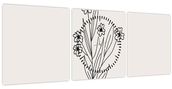 Tablou - Floare de pajiște N⁰1 (cu ceas) (90x30 cm)