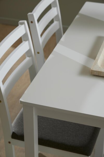 Set 5 piese Masa dining si Scaune Alicante, Alb, 74.5x110x70 cm