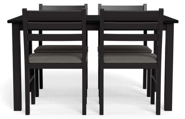 Set 5 piese Masa dining si Scaune Alicante, Negru, 74.5x110x70 cm