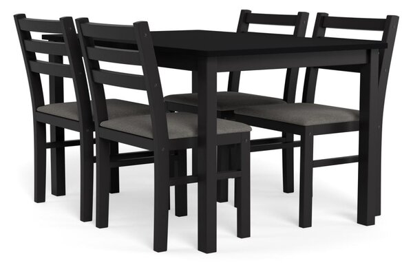 Set 5 piese Masa dining si Scaune Alicante, Negru, 74.5x110x70 cm