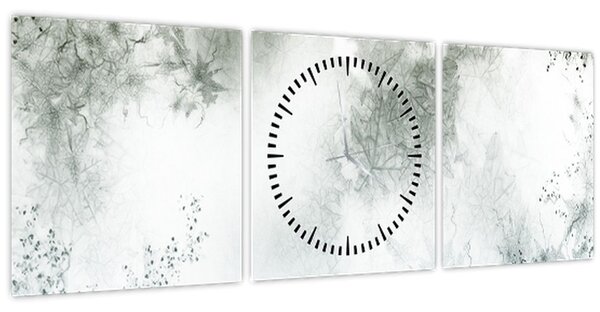 Tablou - Frunze abstract (cu ceas) (90x30 cm)