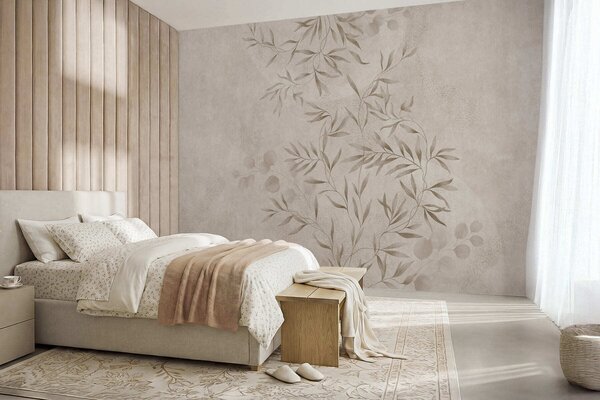 Tapet Motiv botanic în nuanțe de bej și maro, Fototapet Acuarelă, w05424v2 : Uwalls.ro