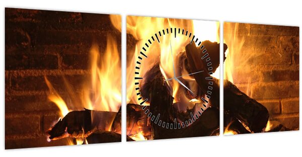 Tablou - Foc (cu ceas) (90x30 cm)
