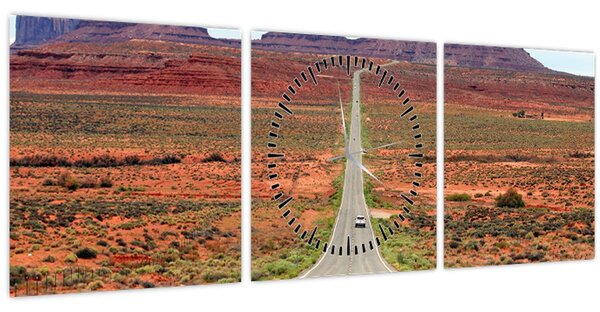 Tablou - U.S. Route 163 (cu ceas) (90x30 cm)