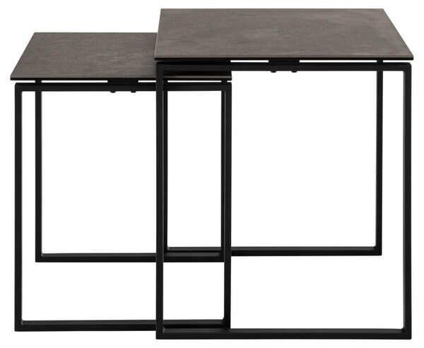 Set 2 piese Masute de cafea Katrine, Negru, 55x50x50 cm
