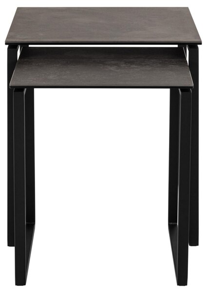 Set 2 piese Masute de cafea Katrine, Negru, 55x50x50 cm