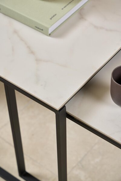 Set 2 piese Masute de cafea Katrine, Alb, 55x50x50 cm