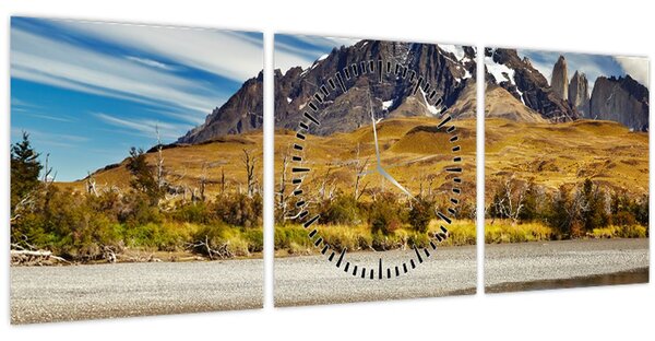 Tablou - Parcul Național Torres del Paine (cu ceas) (90x30 cm)
