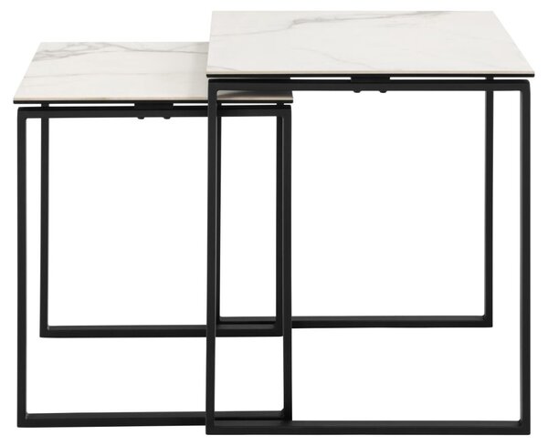 Set 2 piese Masute de cafea Katrine, Alb, 55x50x50 cm