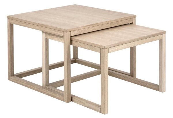 Set 2 piese Masute de cafea Cornus, Alb, 50x70x70 cm