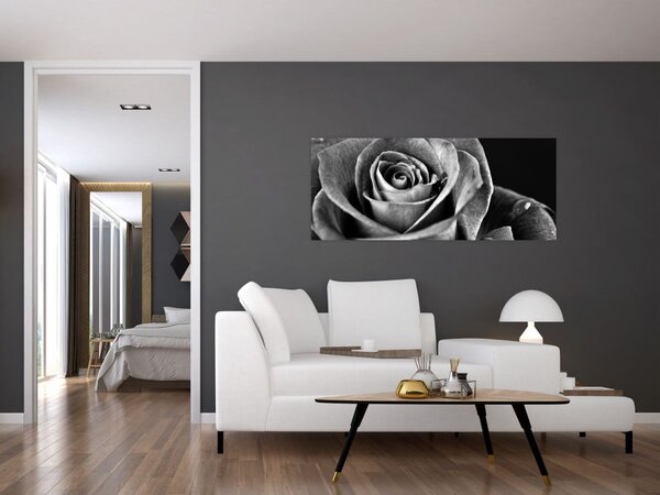 Tablou - Trandafir,alb-negru (120x50 cm)