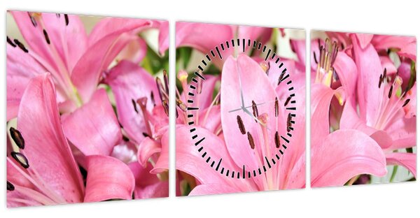 Tablou - Liliac roz (cu ceas) (90x30 cm)