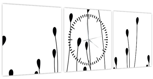 Tablou - Pajiște grafică N⁰1 (cu ceas) (90x30 cm)