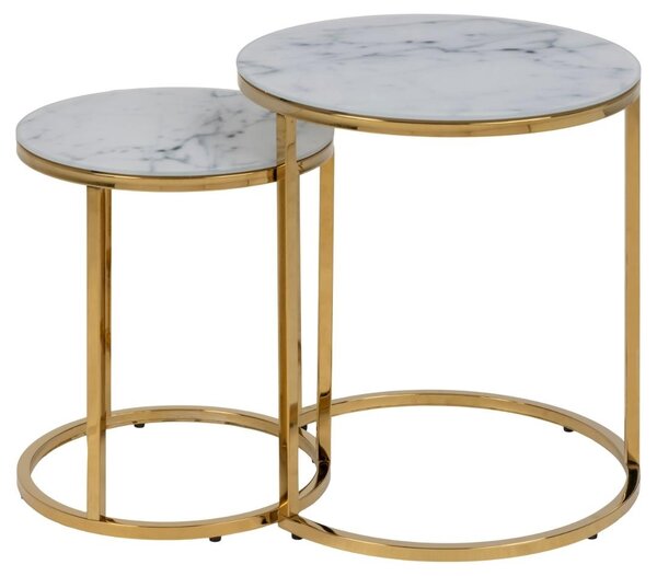 Set 2 piese Masute de cafea Alisma, Auriu, 50x45x45 cm