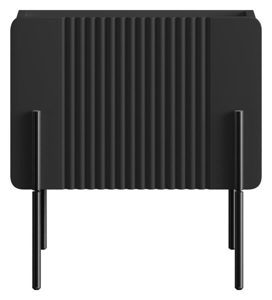 Noptieră Malmi 45 cm cu sertar - negru mat / picioare negre