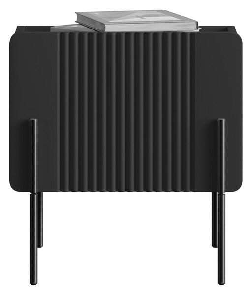 Noptieră Malmi 45 cm cu sertar - negru mat / picioare negre