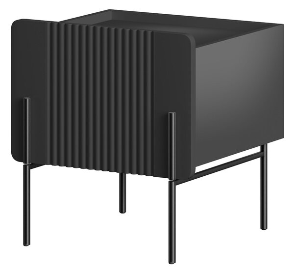 Noptieră Malmi 45 cm cu sertar - negru mat / picioare negre