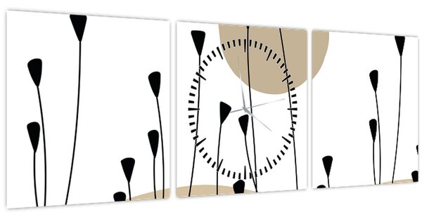 Tablou - Pajiște grafică N⁰2 (cu ceas) (90x30 cm)