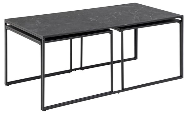 Set 3 piese Masute de cafea Infinity, Negru, 48x120x60 cm