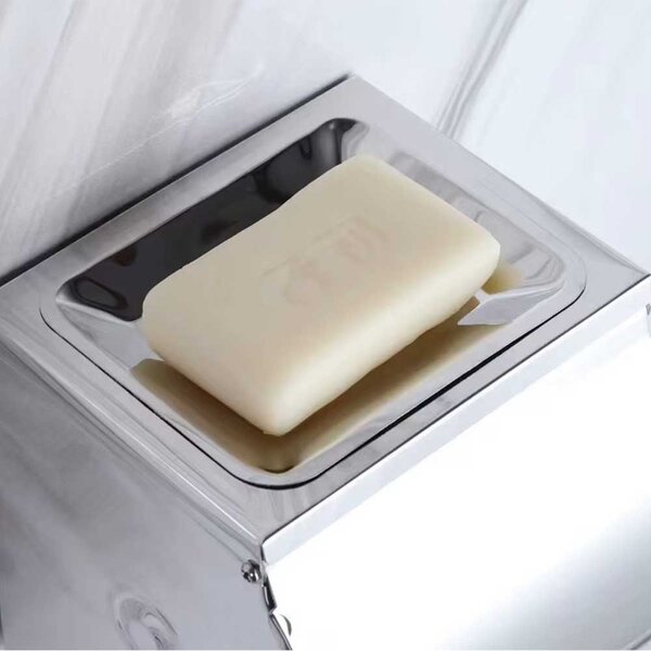 Suport hartie igienica Pufo din aluminiu pentru baie– dispenser elegant cu capac, montaj pe perete, 13 cm, argintiu