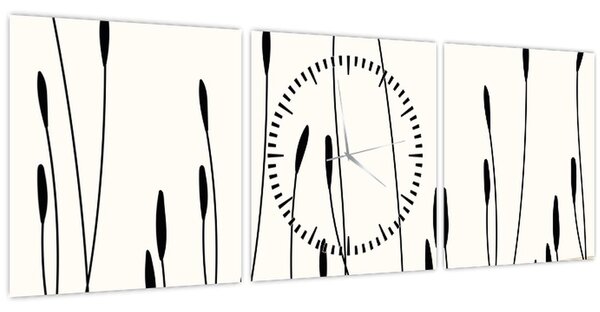 Tablou - Pajiște grafică N⁰3 (cu ceas) (90x30 cm)
