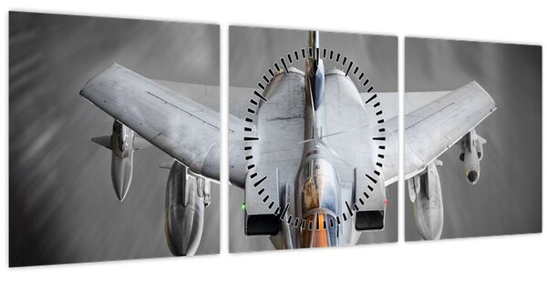 Tablou - Avion de vânătoare (cu ceas) (90x30 cm)