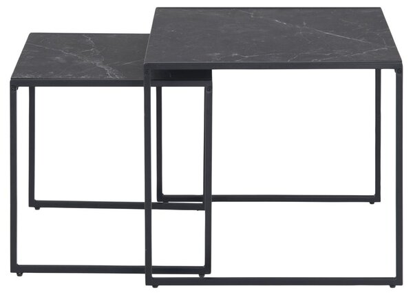 Set 2 piese Masute de cafea stivuibile Infinity, Negru, 45x50x50 cm
