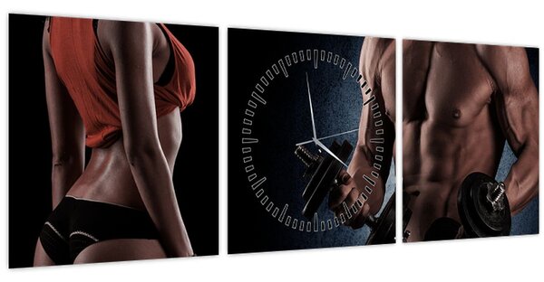 Tablou - Fitness (cu ceas) (90x30 cm)