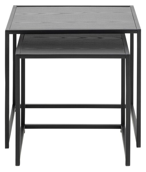 Set 2 piese Masute de cafea stivuibile Seaford, Negru, 45x50x50 cm