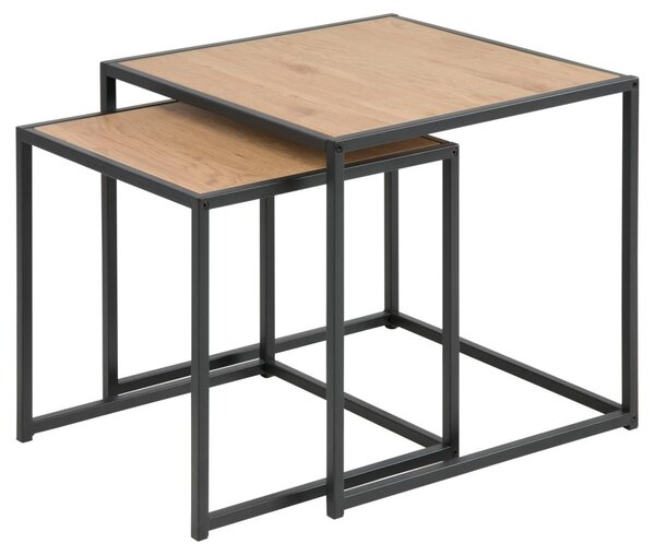 Set 2 piese Masute de cafea Seaford, Natural, 45x50x50 cm
