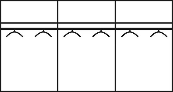 Dressing 300 cm lățime, 3 uși glisante, full oglindă, culoare albă, material PAL, 197 cm înălțime