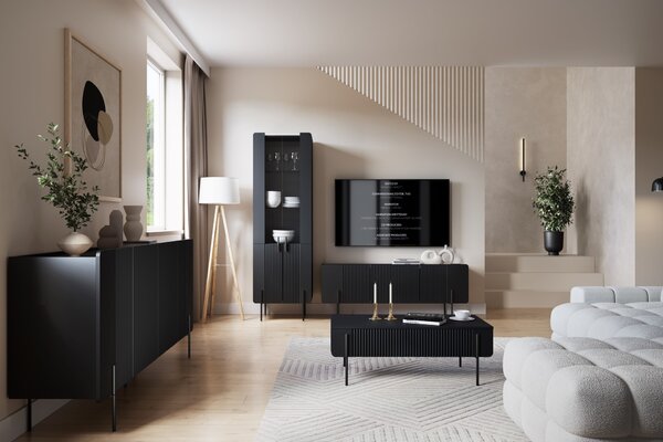 Dulap TV Malmi 150 cm - negru mat / picioare negre