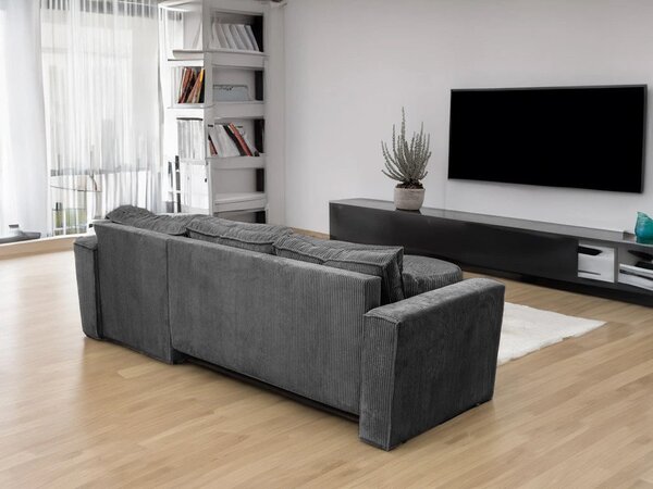Canapea colt extensibila SMART COSARO gri, cu colt bilateral + 2 perne CADOU